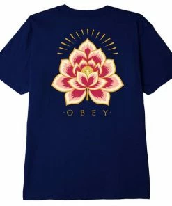 OBEY Radiant Lotus T Shirt Navy