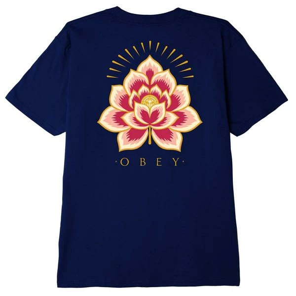 OBEY Radiant Lotus T Shirt Navy 3 OBEY Radiant Lotus T Shirt Navy
