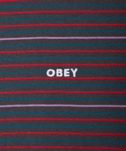 OBEY Nelson Mini Stripe T Shirt French Navy