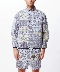 OBEY Patchwork Reversible Jacket Black Navy Multi