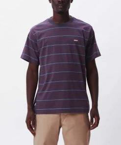 OBEY Nelson Mini Stripe T Shirt French Navy