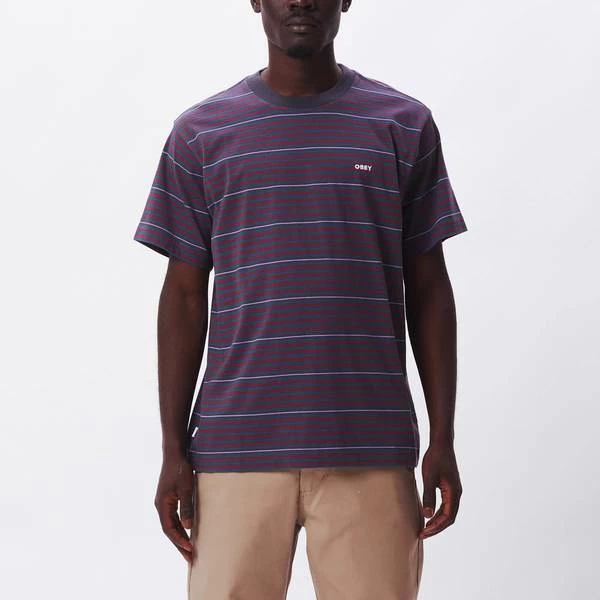 OBEY Nelson Mini Stripe T Shirt French Navy 4 OBEY Nelson Mini Stripe T Shirt French Navy