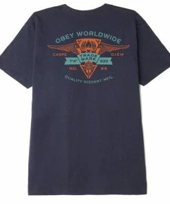 OBEY Winged Lotus T Shirt Navy